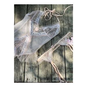 Victoria’s Secret Bodysuit & Garter Matching Lace